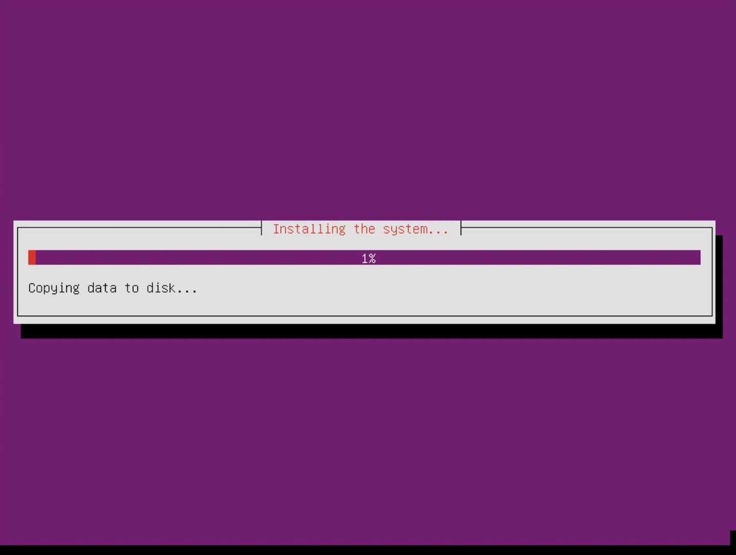 Ubuntu Server installer installing