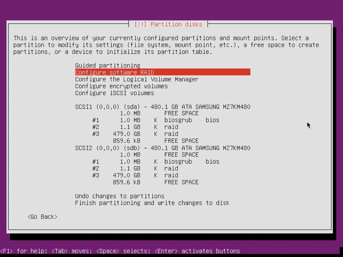 Ubuntu Server Installer partition done setting up