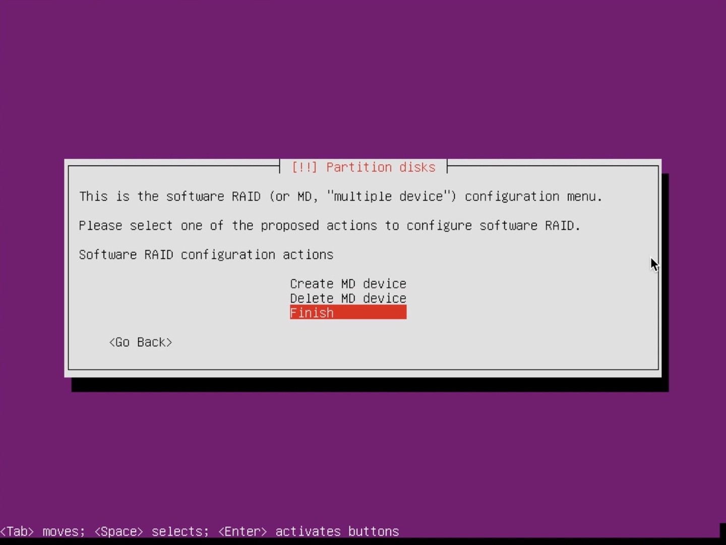 Ubuntu Server installer partition finish