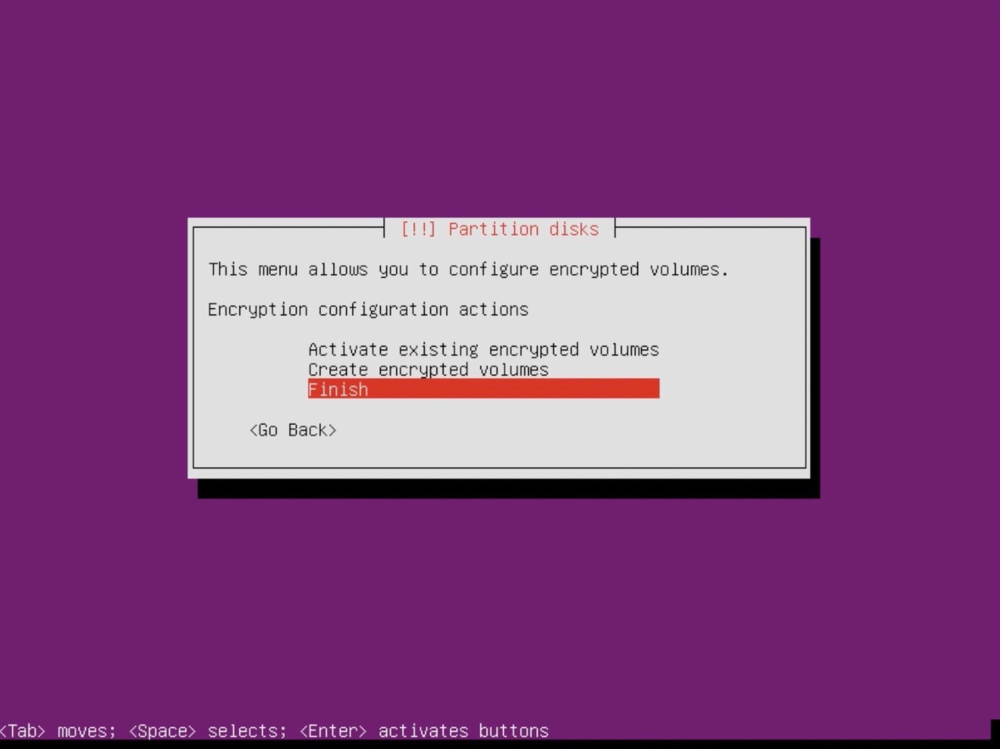 Ubuntu Server installer partition finish