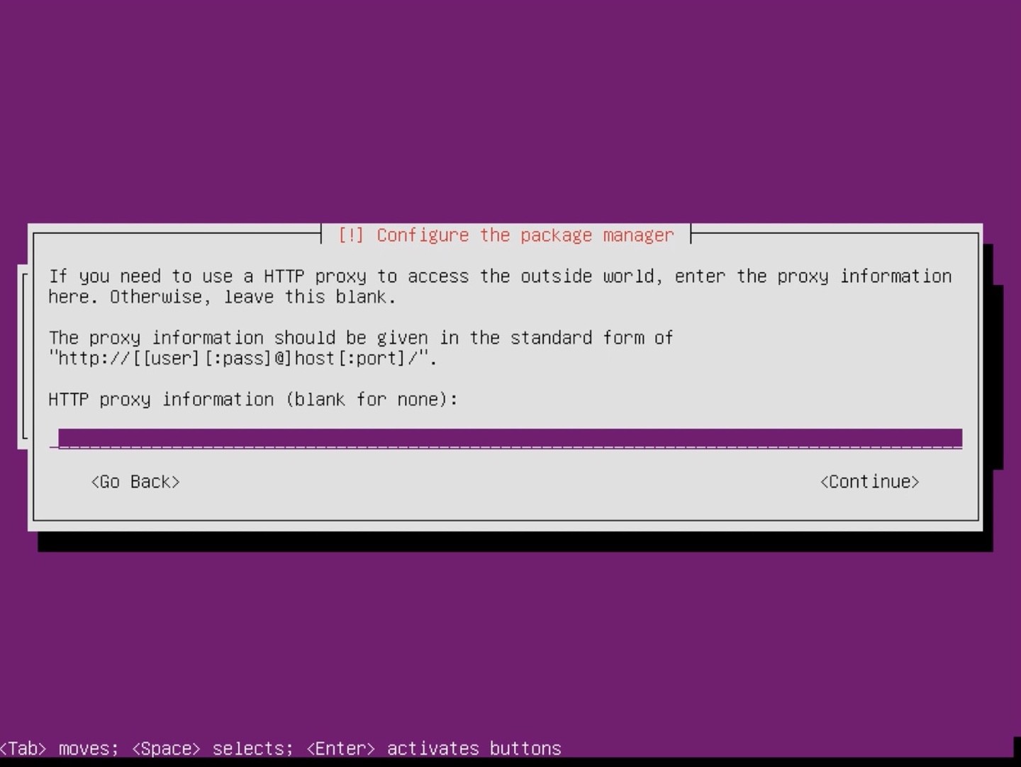 Ubuntu Server installer proxy question